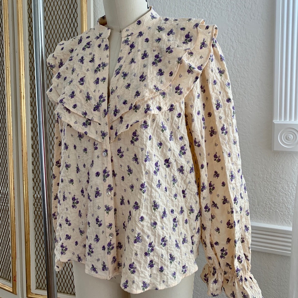 - Zara Floral Print Cotton Blouse 
Size XL